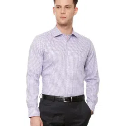 Louis Philippe Purple Cotton Regular Fit Checks Formal Shirt-picture-8