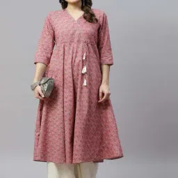 Miravan Pink Cotton Printed Anarkali Kurta-picture-12
