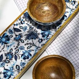 Home4U Amantra Floral Multicolor Wood Platter-image-29
