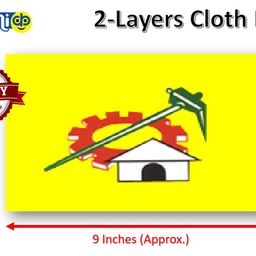 UNIq Telugu Desam Party - TDP Staircase Style Classy Brass Base Flag Table Stand with Miniature 2-Layer Double Sided Printed Flags Made of Special Silk Fabric (Warp-Knitted Polyester ) image 2