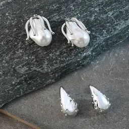 SOHI Set Of 2 Silver-Plated Pearls Studded Contemporary Contemporary Drop Earrings-42
