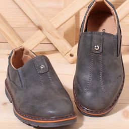Cute Walk by Babyhug Slip On Formal Shoes Stitched Design - Grey-image-57