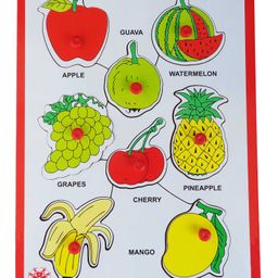 WOODYKRAFT Wooden Fruits Puzzle with Knob - 8 pieces - (Color May Vary)-11