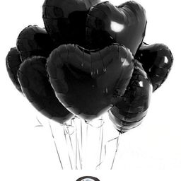 AMFIN Heart Shaped Foil Balloons Black - Pack of 10-picture-19
