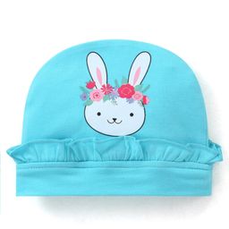 Babyhug Cotton Cap Bunny Print with Frill Detailing - Blue-image-50
