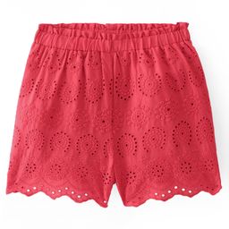 Pine Kids Cotton Woven Mid Thigh Length Schiffli Shorts-Pink-image-13