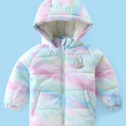 Babyhug Full Sleeves Padded Hooded Jacket with Bunny Patch Work Detailing - Multicolour-image-57