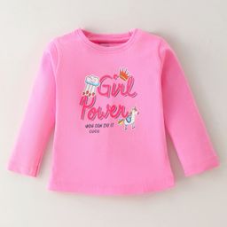 CUCUMBER Cotton Knit  Full Sleeves T-Shirt with Text Print - Pink-picture-21