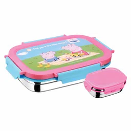 Joyo Peppa Pig Stainless Steel Lunch Box 900 ml with Dabbi 110 ml - Light Pink-picture-24