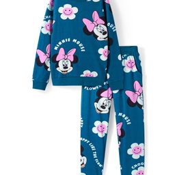 HoneyHap Disney Terry Knit Full Sleeves Sweatshirt & Lounge Pant Set with Minnie Mouse Graphic -Navy Blue-image-58