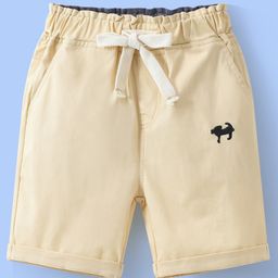 Mark & Mia Washed Cotton Shorts With Dog Embroidery - Beige-image-70