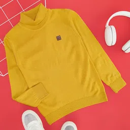 Pantaloons Junior Full Sleeves Solid Sweater - Yellow-picture-33