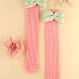 KIDLINGSS Cotton Bow Applique Detailed Socks - Pink-picture-16
