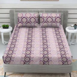 RRC Maroon Floral Microfiber 210 TC Double King Bedsheet with 2 Pillow Covers-2.74mX 2.74m-image-20