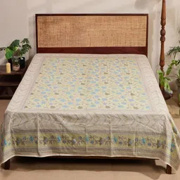 Fabindia Green & Blue Tarinika Printed Single SizeBedCover-image-45