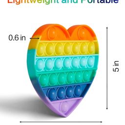 Enorme Heart Shape Pop Bubble Stress Relieving Silicone Pop It Fidget Toy - Multicolor image 2