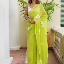 SILKWEAR Floral Printed Pure Linen Saree-picture-46