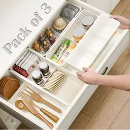 JD FRESH White 3 Pieces Kitchen Drawer Organisers-picture-32