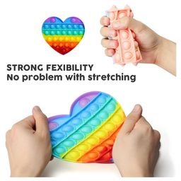 Enorme Heart Shape Pop Bubble Stress Relieving Silicone Pop It Fidget Toy - Multicolor image 5