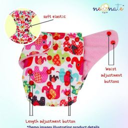 NeonateCare Reusable Cloth Diaper with Diaper Inserts - Pink( Color and design may vary) image 5