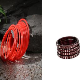 SOMIL Set Of 16 Red Alloy Artificial Stones and Beads Antique Bangles-image-67
