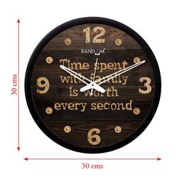 RANDOM Black & Brown Printed Round Shaped 30.48 cm Analogue Wall Clock image 5
