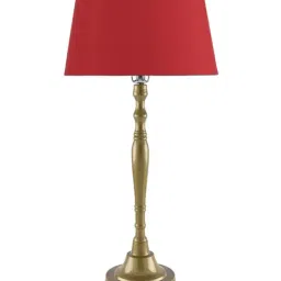 Homesake Golden Imperial Brushed Lamp with Red Shade (Bulb Included) - Set of 1 image 2