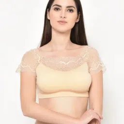 Da Intimo Beige Non Wired Padded Bralette Blouse-image-41