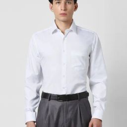 Van Heusen White Cotton Regular Fit Texture Shirt-image-80