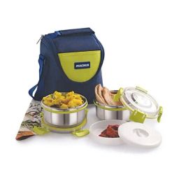 Magnus Blue & Silver Stainless Steel Airtight & Leak Proof Lunch Box Set with Bag-19