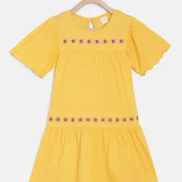 MINIKLUB Kids Yellow Embroidered Dress-picture-2