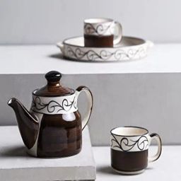 Unravel India Brown Ceramic Tea Set-40