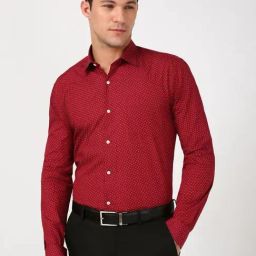Peter England Red Cotton Regular Fit Printed Shirt-picture-13