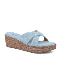 Inc.5 Women's Blue Cross Strap Wedges-image-18