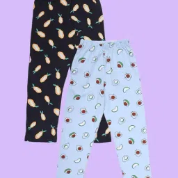 Kiddopanti Boys Sky Blue & Black Cotton Regular Fit Printed Pyjamas - Pack of 2-picture-47