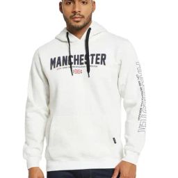 Octave White Melange Regular Fit Printed Hooded Sweatshirt-image-38