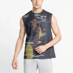 Adidas Dark Grey Regular Fit Printed Tank Tee-image-17