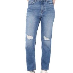 Only Blue Cotton Distressed High Rise Jeans-image-17