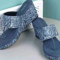 Metro Women's Blue T-Strap Wedges-image-86