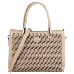 Mochi Beige Perforated Medium Handbag-31