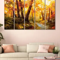 999Store Yellow Leaves Tree Forest Art 5 Frame MDF Paintings-39