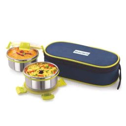 Magnus Blue & Silver Stainless Steel Airtight & Leak Proof Lunch Box Set with Bag-24