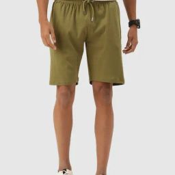 Bene Kleed Olive Cotton Loose Fit Shorts-image-29