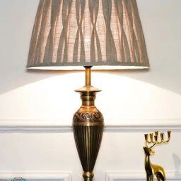 Kapoor Lamp Shades Brass Antique & Beige Brass Ingleby Cotton Shade Table Lamp-picture-33