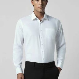 Van Heusen Cloud White Cotton Slim Fit Texture Shirt-image-47