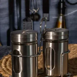 Goodhomes Transparent & Silver Glass 4.5 cm Salt & Pepper Shakers - Set of 2-29