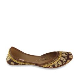 Fulkari Women's Pearl Maroon Ethnic Juttis-image-81