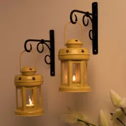 Homesake 'Christmas' Yellow Metal Hanging Candle Holder - Set of 2-image-65