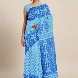 Kalakari India Blue Cotton Woven Saree With Unstitched Blouse-picture-17