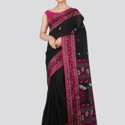 Pinkloom Black Cotton Woven Saree With Unstitched Blouse-image-60